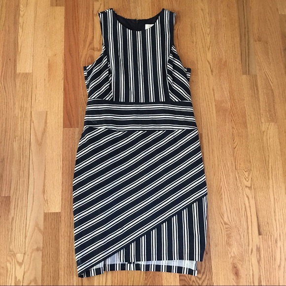 Anthropologie Maeve Crew Stripe Sheath Dress Navy - Picture 3 of 6