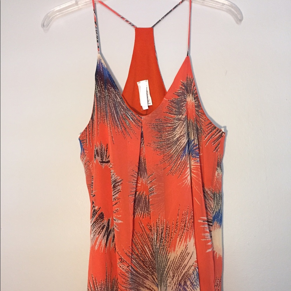 Orange and Blue Flowy Tank Top