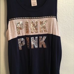 PINK VS Glitter tank top
