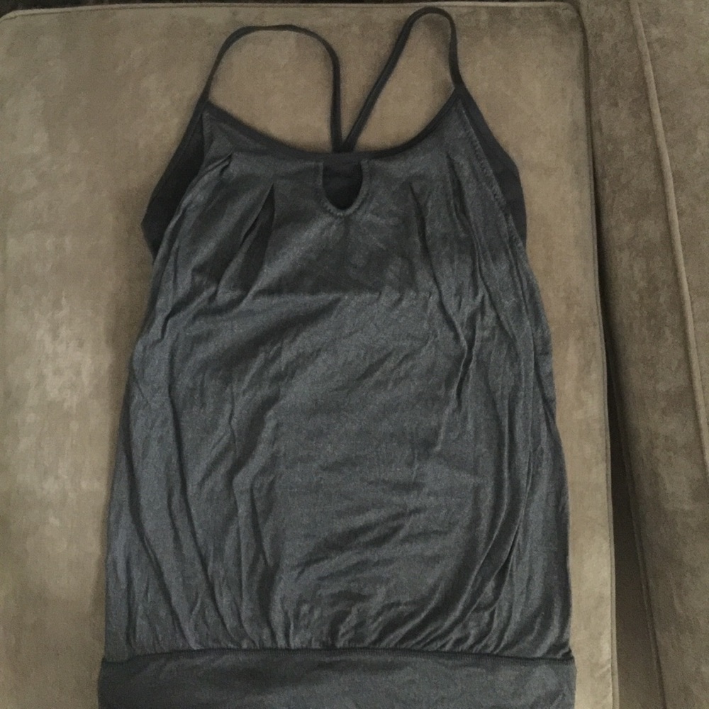 Grey and black Lululemon top with built in bra