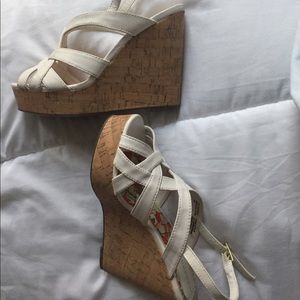 Madden Girl White Wedges
