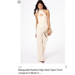 Misguided high neck open front jumpsuit