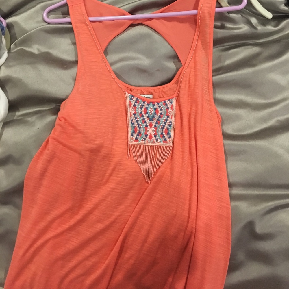 Orange tank with beaded front