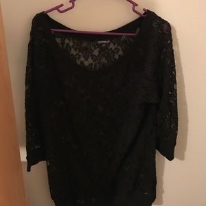 Express Black Lace Longsleeve Top(Large)