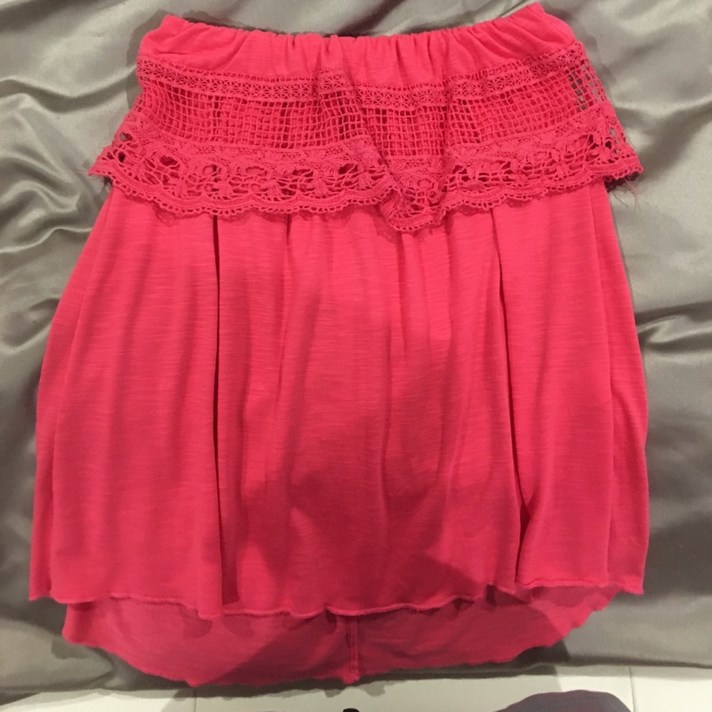 Pink strapless top