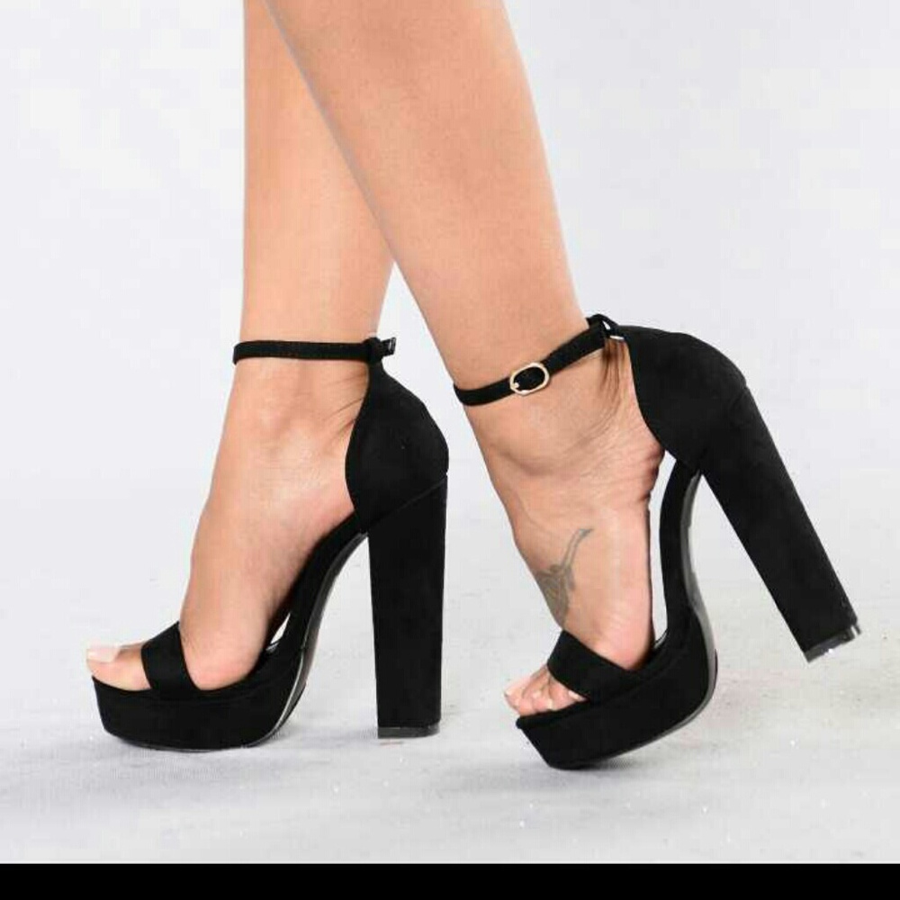 Black strap heels