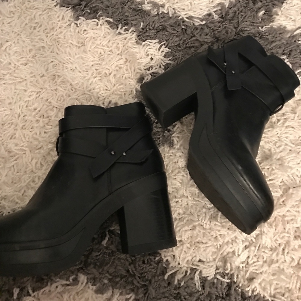 Black platform booties