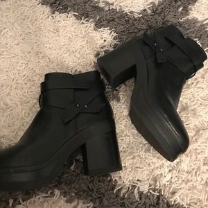 Black platform booties