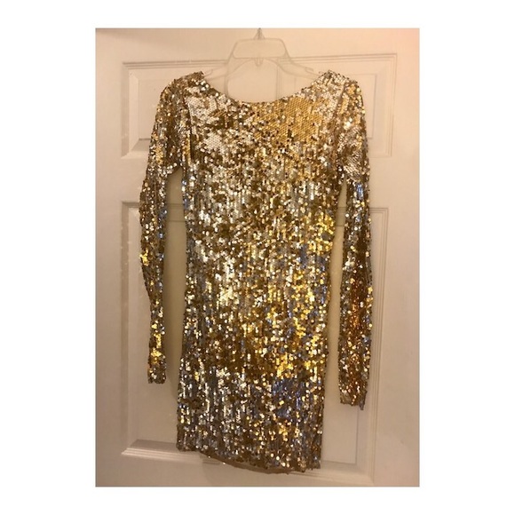 Sequins Gold and Silver Mini Dress - Excellent Condition - Picture 3 of 4