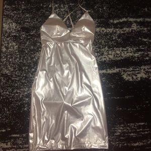 Nasty Gal metallic light pink dress