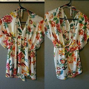 Sheer floral blouse
