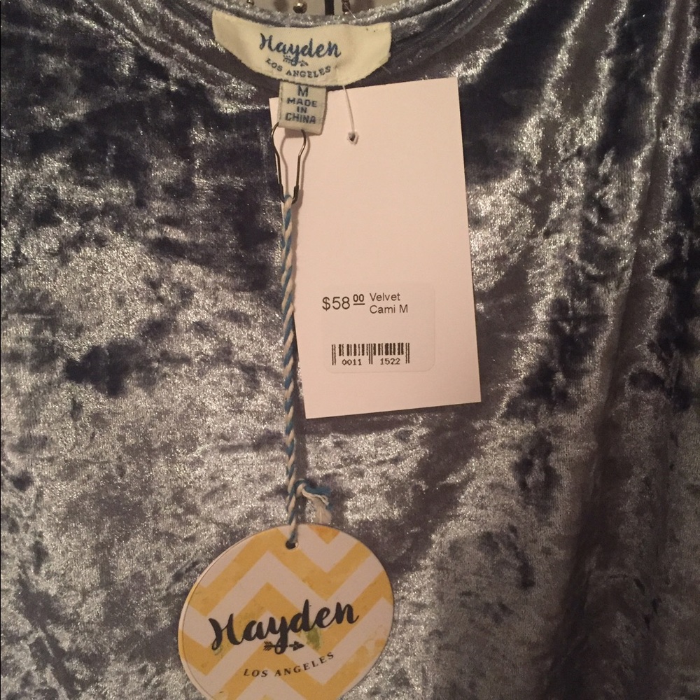 silver velvet  tank with black lace trim - Picture 2 of 3