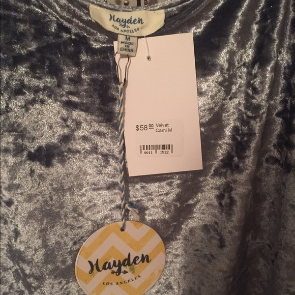 silver velvet  tank with black lace trim - Picture 2 of 3