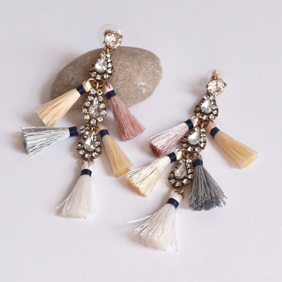 Onlo Jewelry - 1 Left! Long Glass Tassel Statement Earrings