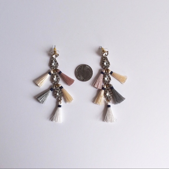 1 Left! Long Glass Tassel Statement Earrings - Picture 3 of 6