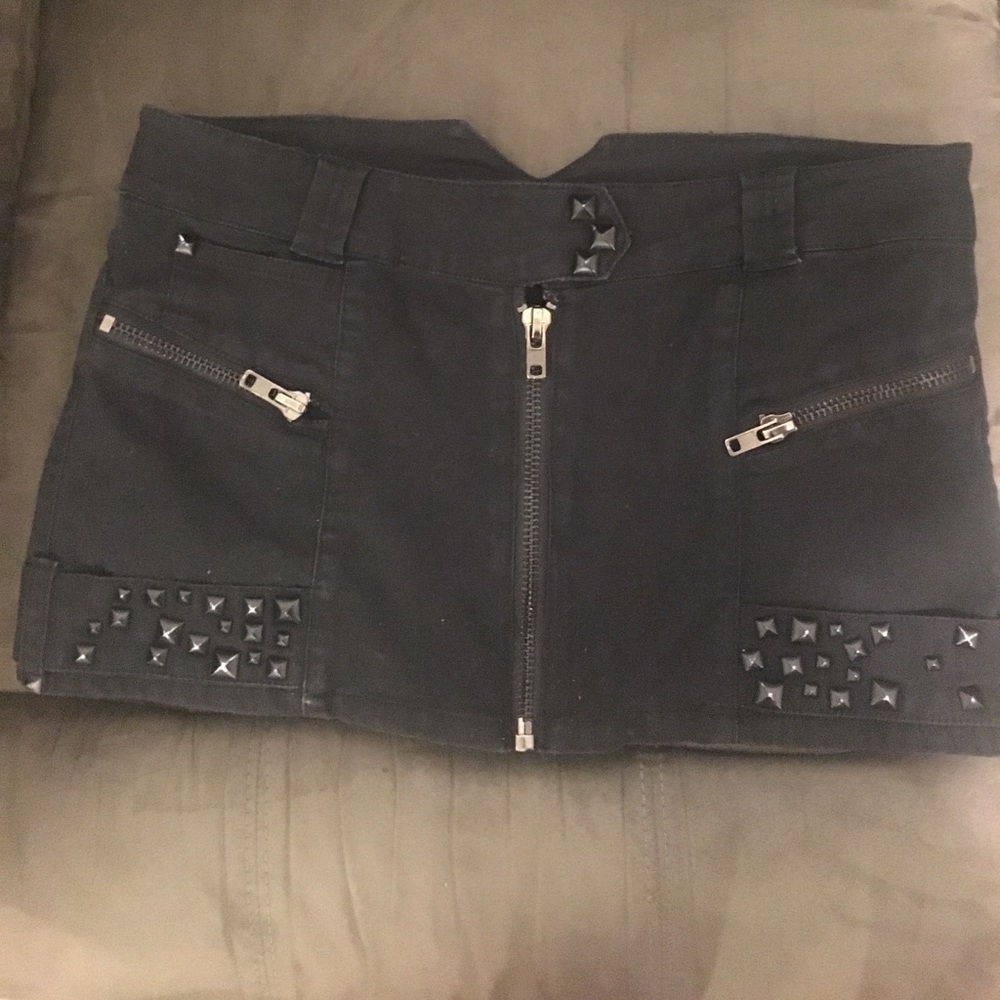 Lip Service studded black metal mini skirt