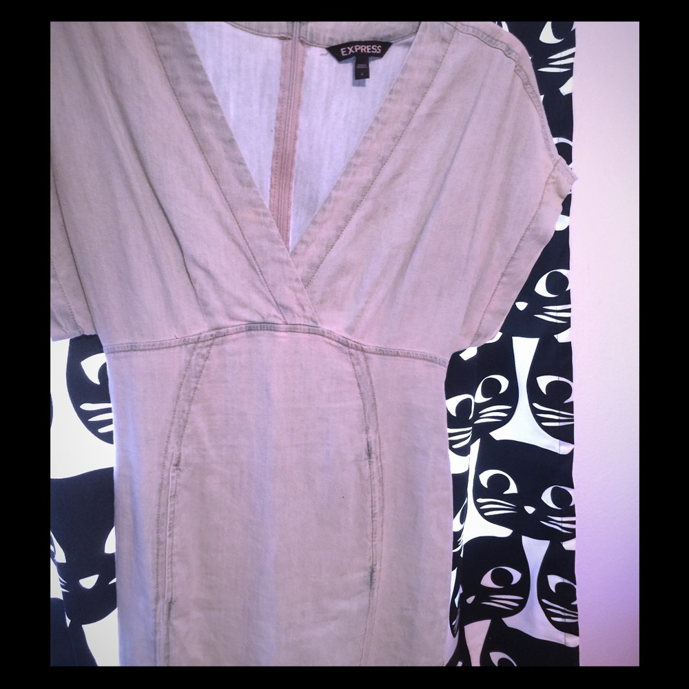 Express soft denim dress with pockets