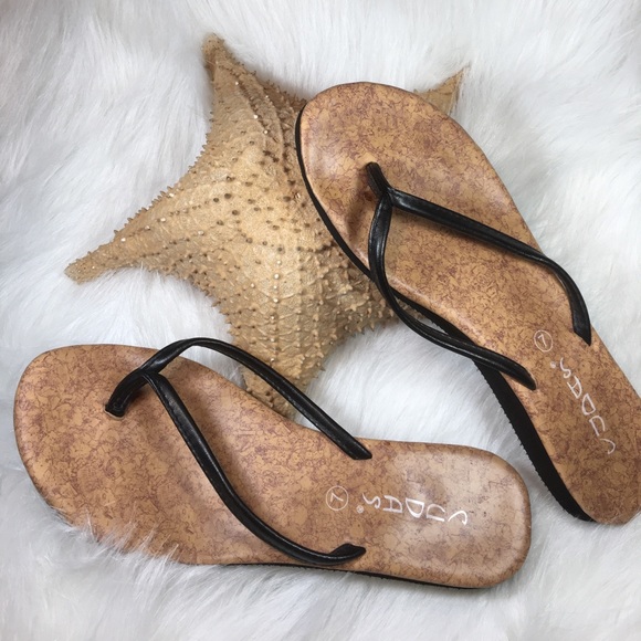 Cudas Shoes - Cudas Flip Flops Black Faux Cork Instep Size 7