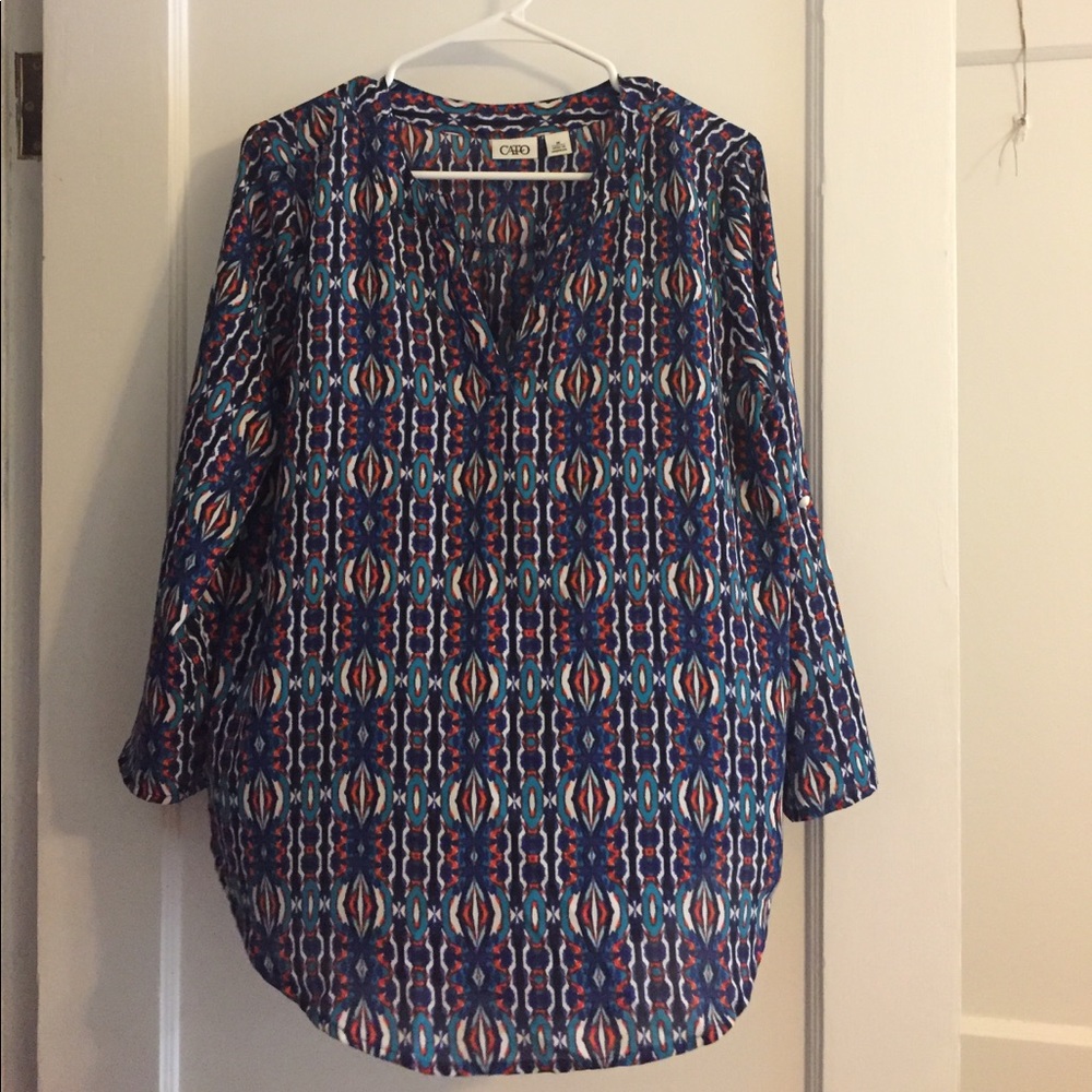 Flowing patterned chiffon blouse