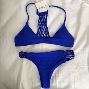 Blue braided bikini set