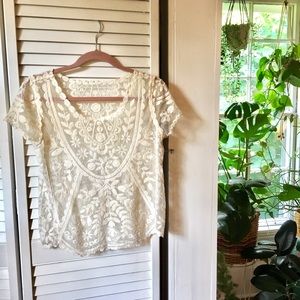 Target Xhilaration lace mesh embroidered sheer top