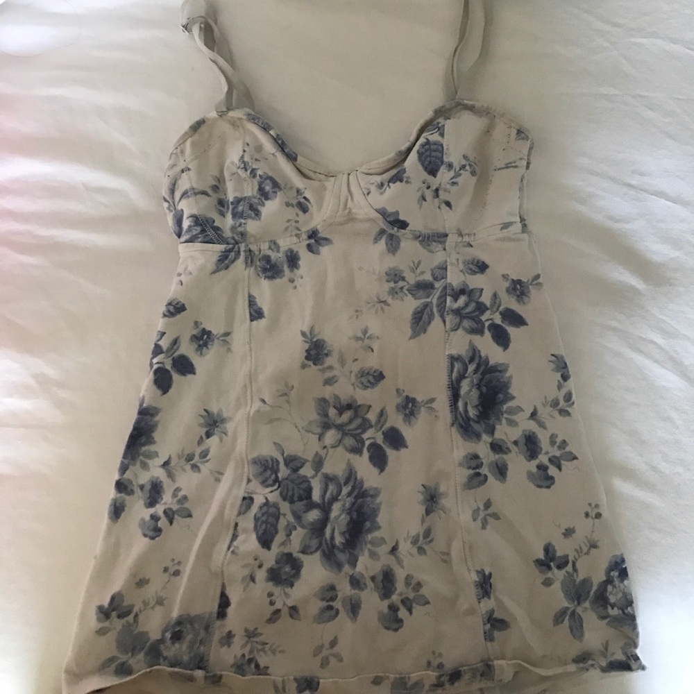 TALULA brand White and blue floral cotton bustier