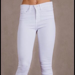 High Waisted White Skinny Jeans