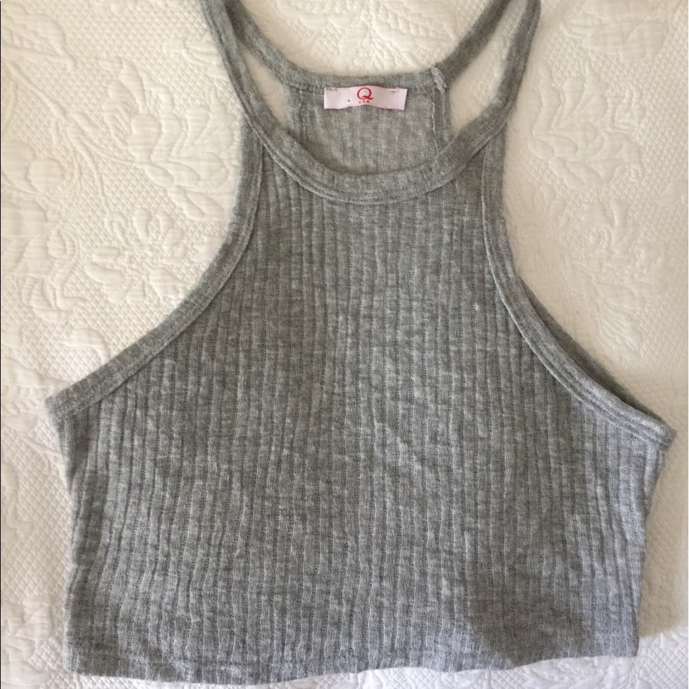 Cozy Gray Knit Crop Top