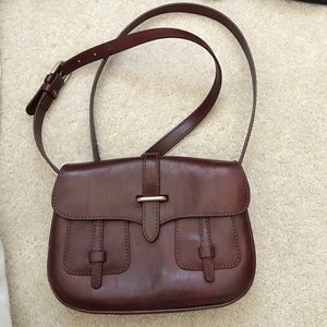 Club Monaco crossbody saddlebag brown burgundy