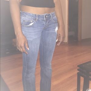 Cute blue jeans w. Brown stitch design