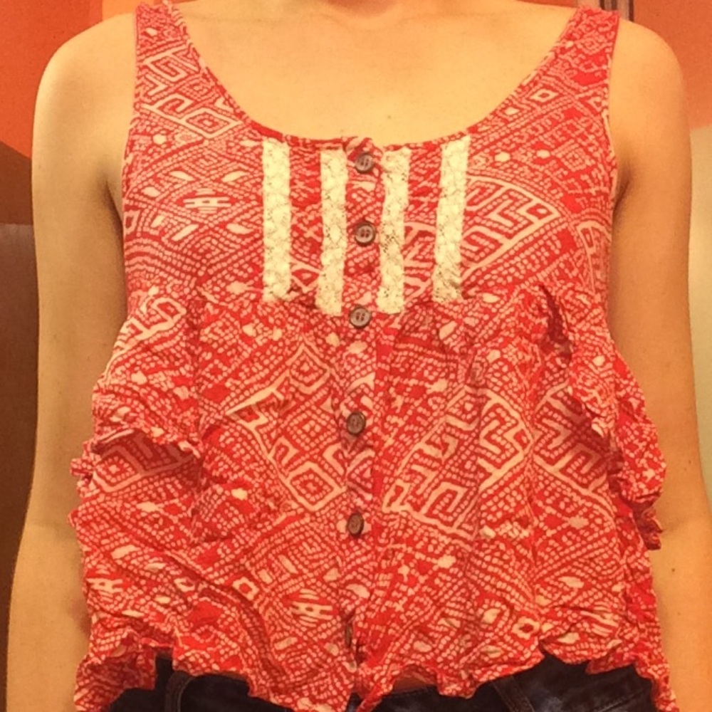 Red & White Crop-tank Top - Forever 21