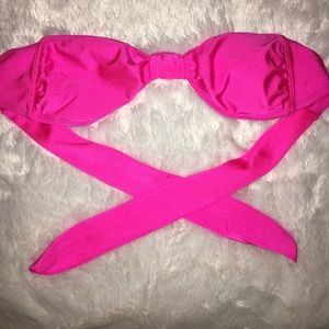 Strapless neon pink Aerie bikini top!