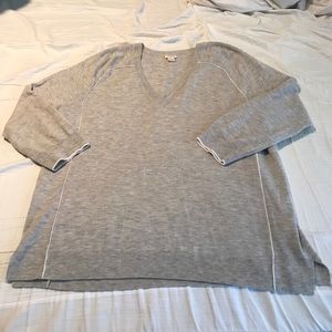 Grey and White J Crew 3/4 length sleeve