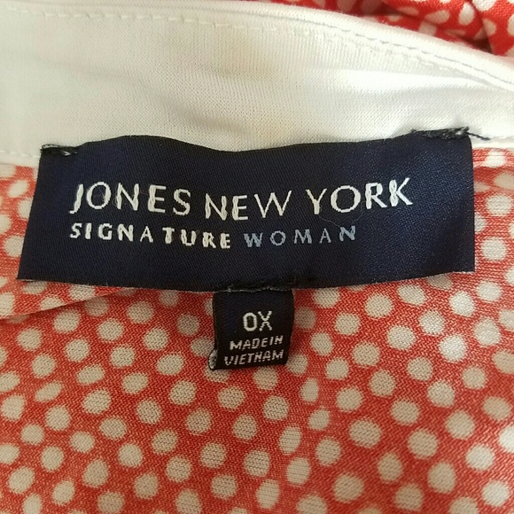 Jones NY Long Sleeved Red & White Tunic - Picture 5 of 7