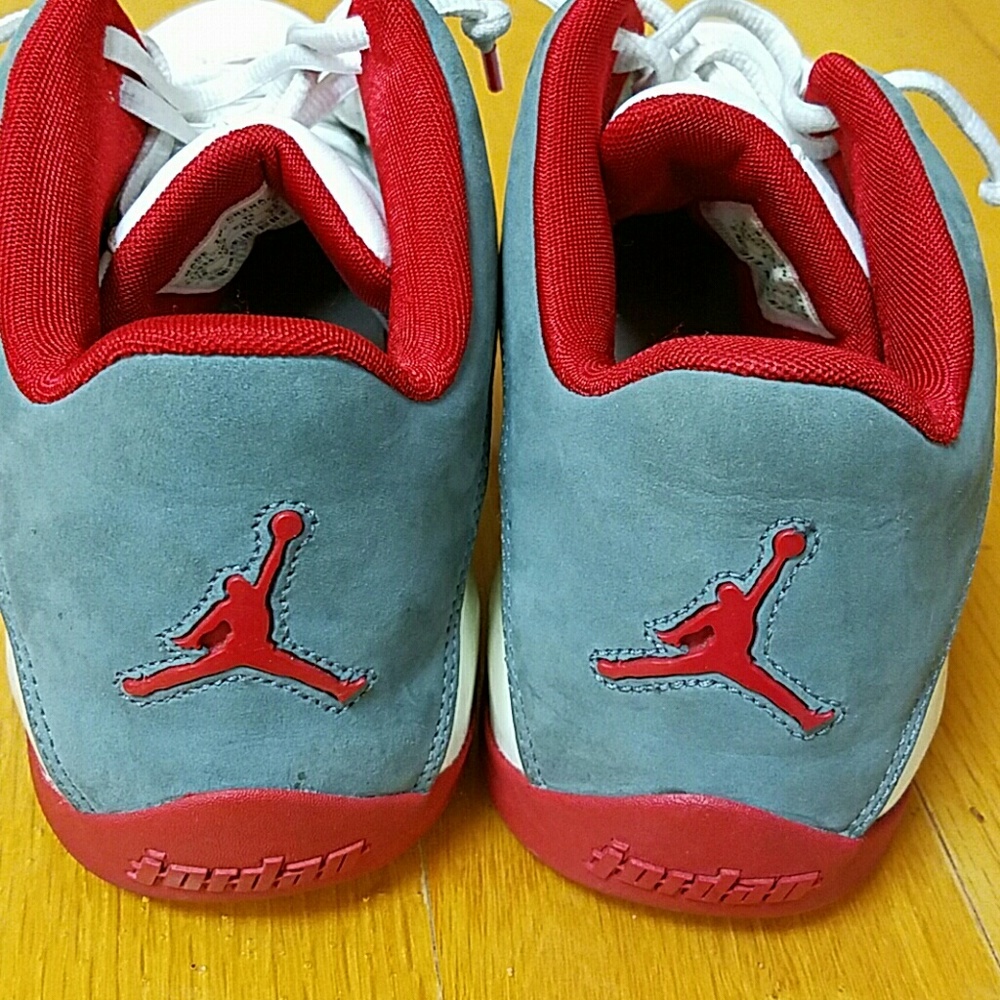 Air Jordans like new white, red and gray