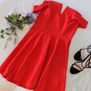 BOOHOO NIGHT RED COLD SHOULDER DRESS