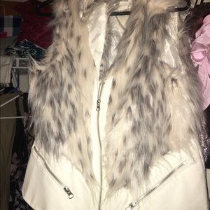 Charlotte Russe white faux fur vest