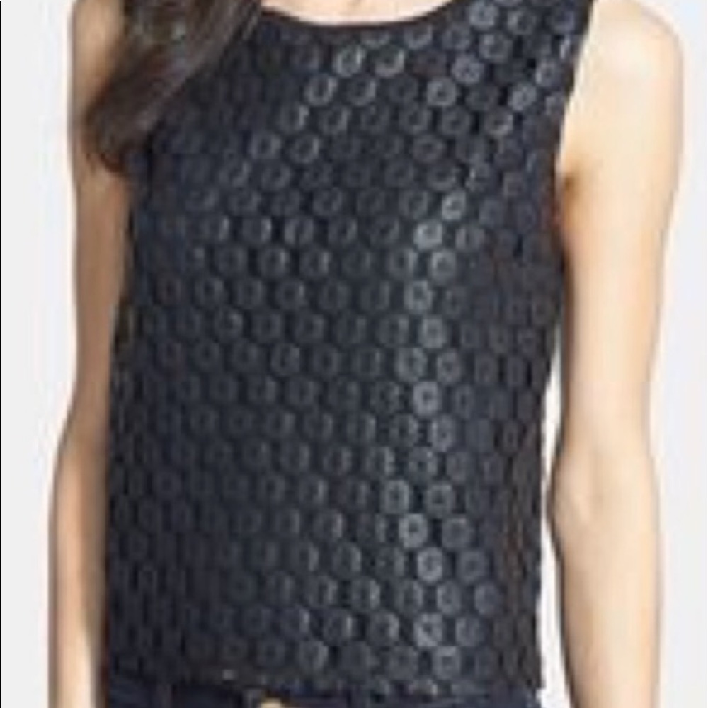 TROUVE Faux Leather lace cut out top