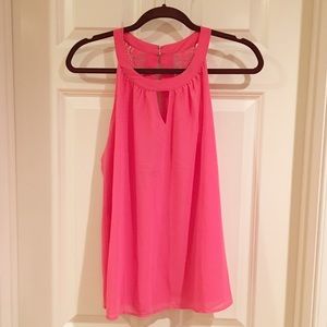 Pink Lace Sleeveless Blouse