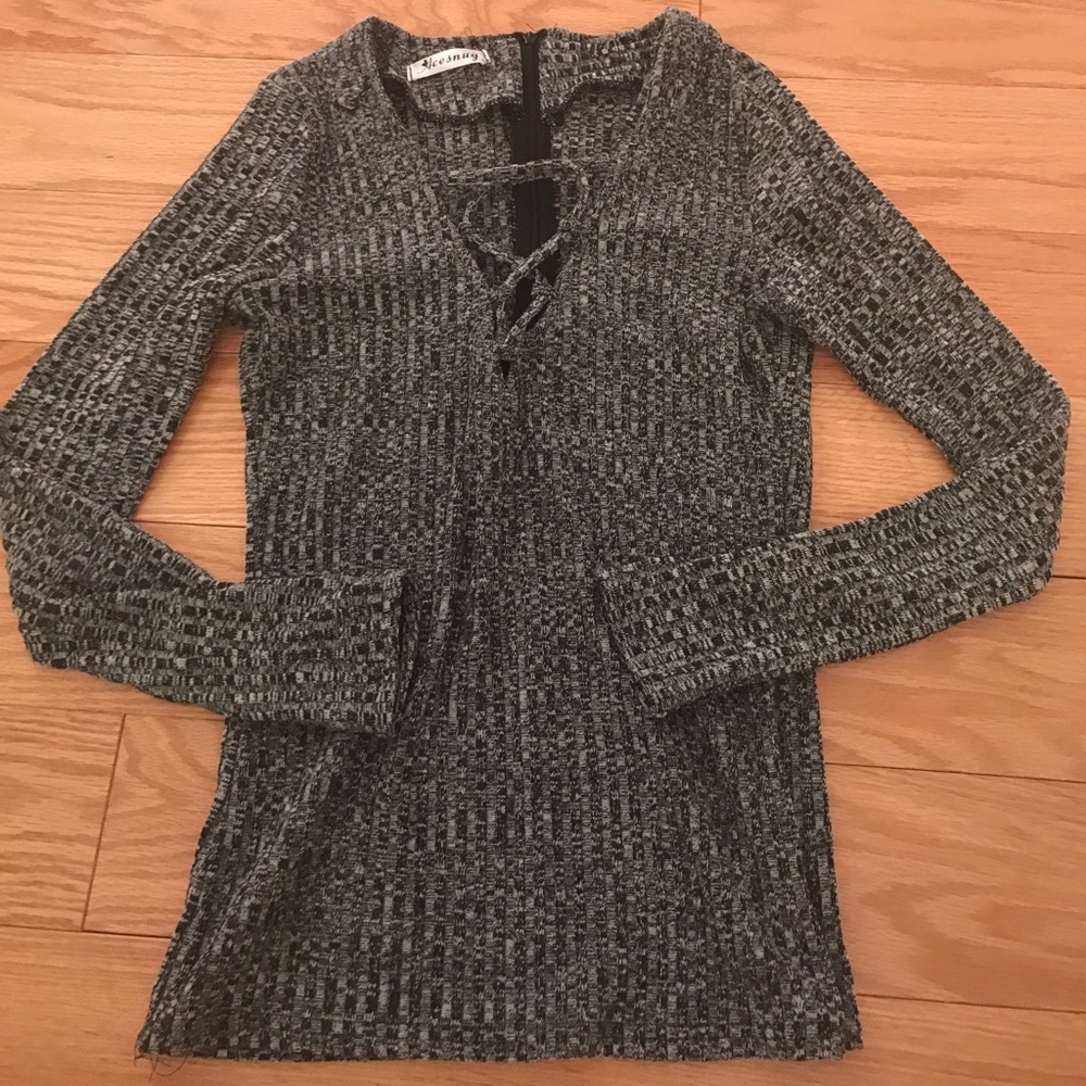 Greg Lace Up Long Sleeve Sweater - Size XS