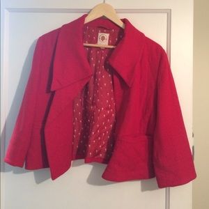 Cropped 3/4 Sleeve Red Coat