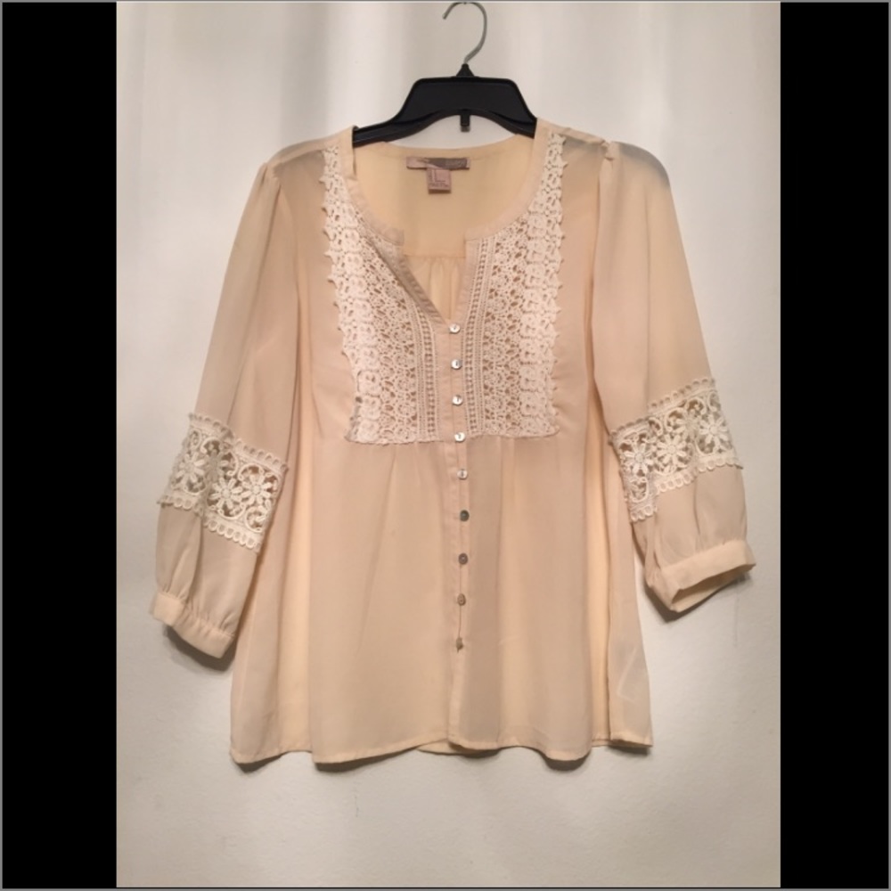 Forever 21 Sheer Cream top