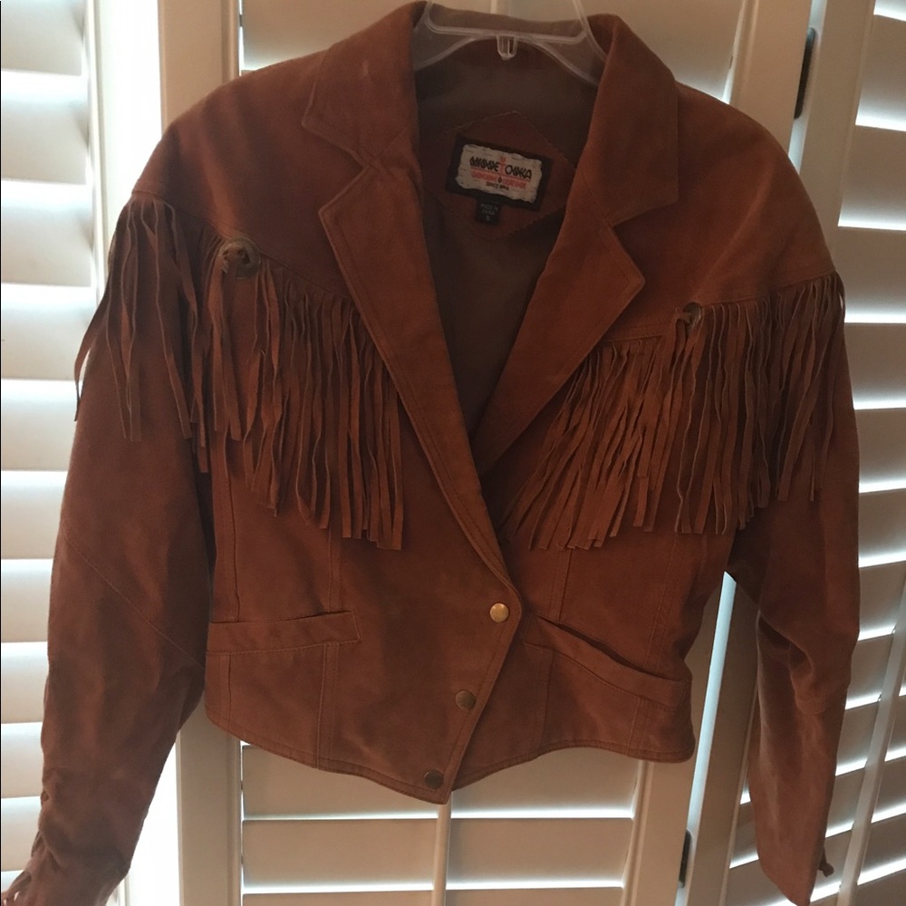 Minnietonka leather jacket with fringe