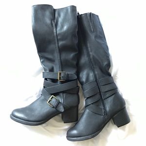 Knee length black boots