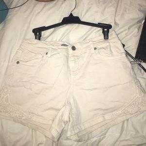 Tan Denim Lace Shorts