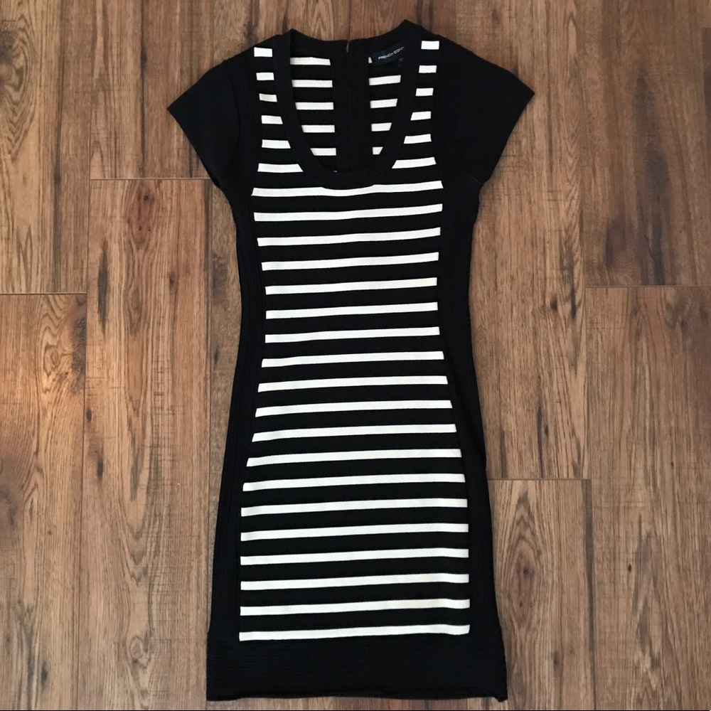 French Connection striped bandage mini dress