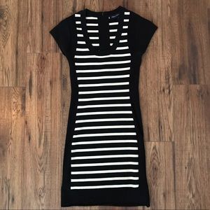 French Connection striped bandage mini dress