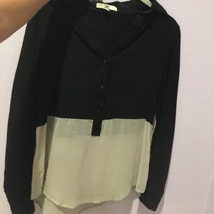 Half black/half cream top