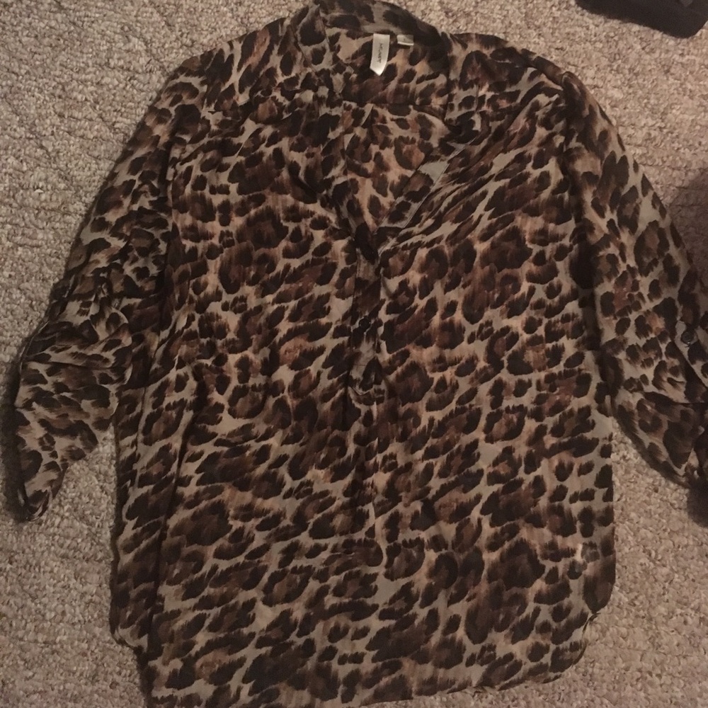 Large long leopard print blouse