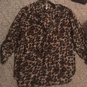 Large long leopard print blouse